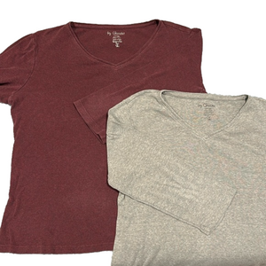 Chico’s 2 Pack Maroon and Grey 3/4 Sleeve V-Neck T-Shirts Size 1